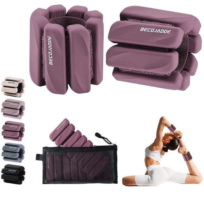 Набір манжет для ніг та рук 1.8 кг (0.9 кг кожна) для занять спортом, фітнесом, кардіо та силовим тренуванням. Манжети для ніг та рук, фіолетовий колір.