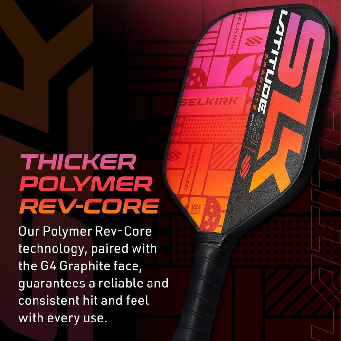 Падл для піклболу SLK Latitude 2.0 | Графіт G4 | Технологія Rev-Core+ | Поверхня SpinFlex | Оранжевий