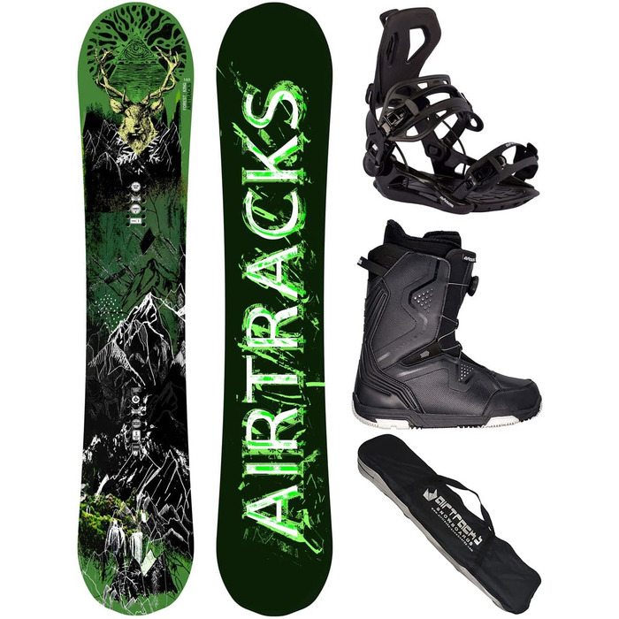 Чоловічий комплект для сноубордингу Airtracks Freeride Freestyle Forest King Carbon Wide Hybrid Rocker 160 см + кріплення Master + черевики Strong Atop 45 + сумка