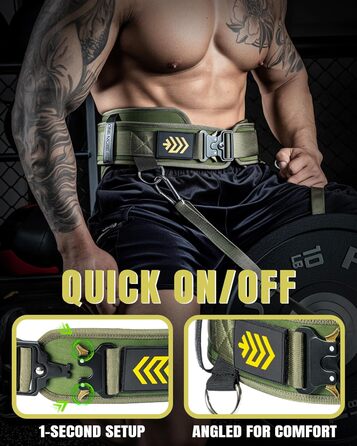 Пояс для важкої атлетики Manueklear 2-в-1 з мотузкою 92 см, подвійний пояс, пауерліфтинг, фітнес, зважений пояс для підтягувань та присідань (зелений, M (30-33 дюйми))