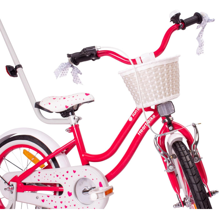 Дитяче велосипед Sun Baby Heart Bike 12/14/16 дюймів, знімний ручка-штовхач, для дівчаток 2-6 років (полуниця, 14 дюймів)