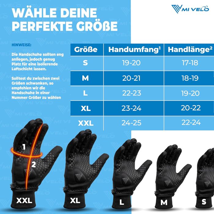 Велосипедні рукавички MIVELO для чоловіків та жінок - водонепроникні з Ergo-Pad, сумісні з сенсорними екранами, зимові та перехідні рукавички, чорний колір, розмір L, для осені/весни