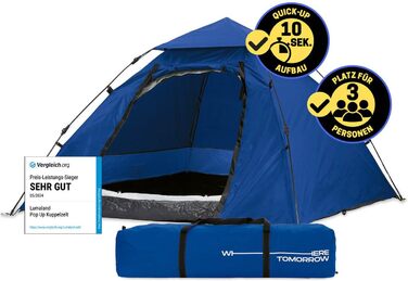 Намет Lumaland Outdoor Kuppelzelt для кемпінгу та подорожей, 2-3 особи, 215x195x120 см, блакитний