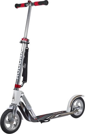 Самокат HUDORA BigWheel 205 для дітей і дорослих, міський, складаний, регульований, з ременем для перенесення, до 120 кг, сріблясто-білий