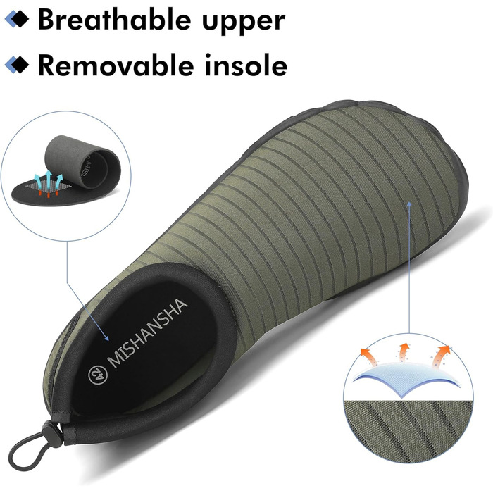 Чоловічі та жіночі аквашузи Mishansha для плавання та відпочинку на воді, чорні (44 EU)