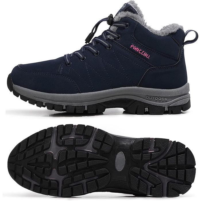Жіночі зимові чоботи - тепла підкладка, водонепроникність, трекінгові та туристичні черевики, зимові короткі чоботи, Outdoor взуття, синій, 38.5 EU