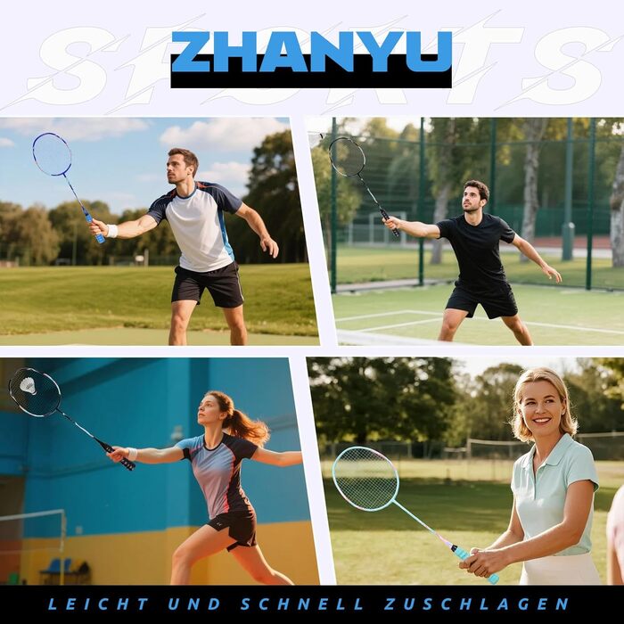 Набір для бадмінтону Federball: 2 ракетки, 2 воланчики, сумка (FD01) блакитний