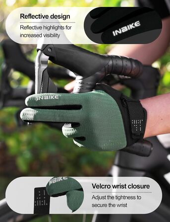 Велосипедні рукавички INBIKE для чоловіків, зелені, L - 2 пальці, сенсорний екран, зносостійкі, дихаючі
