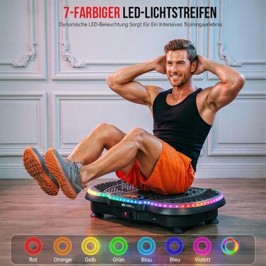 Віброплатформа для фітнесу 2026 з Bluetooth, LED-підсвіткою та 200 рівнями інтенсивності для схуднення та зміцнення м'язів вдома