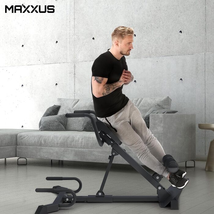 MAXXUS Тренажер для спини 7в1, складаний, сталевий, до 150 кг, гіперекстензія, для дому та пресу, чорний