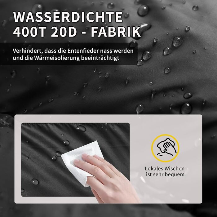 Спальний мішок BUERTS Daunen Summer, 620FP, компактний, для дорослих та підлітків, 16°C, для кемпінгу та хайкінгу