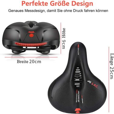 Велосипедне сідло Lachesis: комфортне, гелеве, з підвіскою для чоловіків та жінок. Підходить для MTB, шосе та трекінгових велосипедів (червоний)