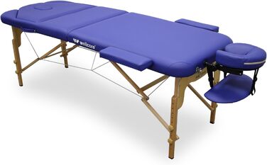 WELLCORE масажний стіл з дерева, складаний, з регульованою спинкою, 185x65 см, екошкіра, висота регулюється, знімний підголівник, отвір для обличчя, білий, навантаження до 225 кг