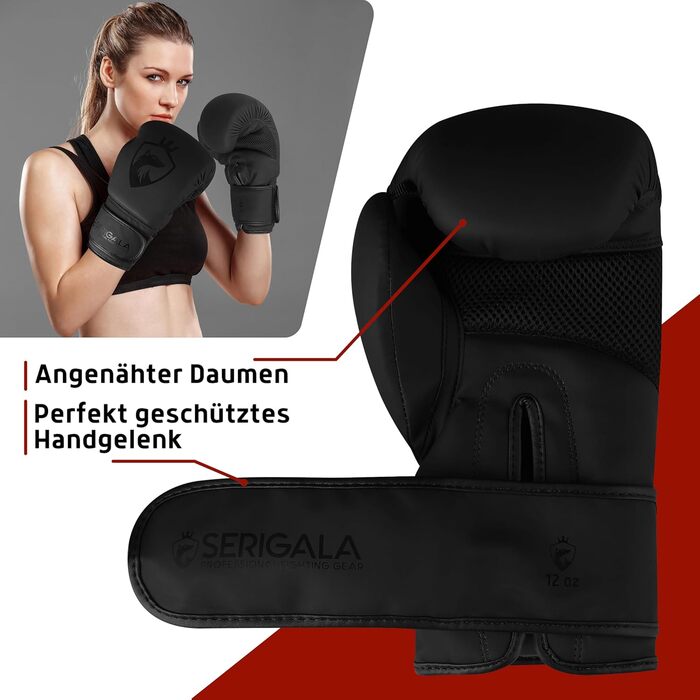 Боксерські рукавички Serigala для боксу, MMA, муай-тай, тренувань та спарингів з підвищеною стабільністю та ударною силою, у комплекті з сумкою