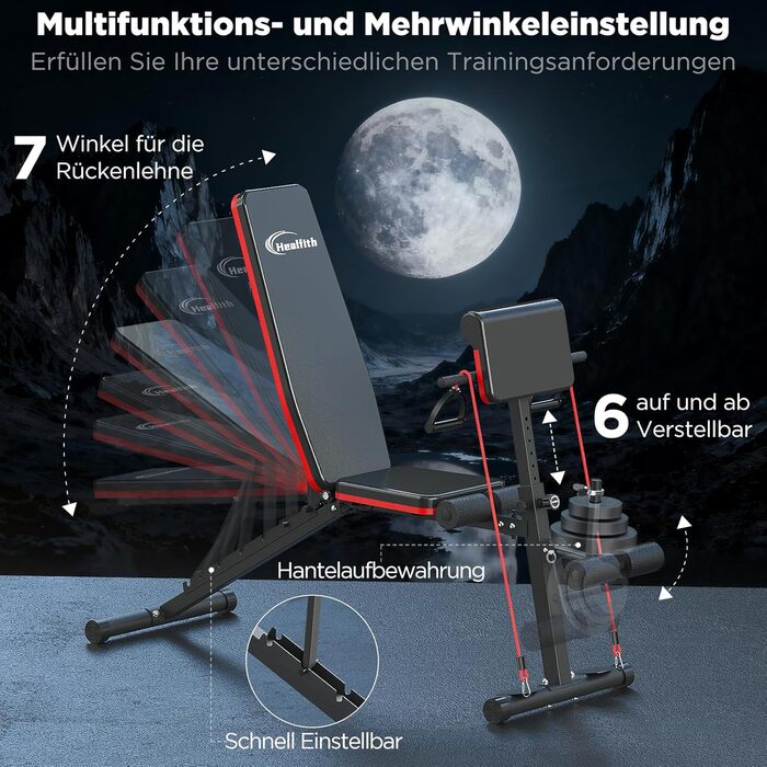 Складана тренажерна лава для дому з жимовою лавою, розгиначем ніг та подушкою Preacher Curl, римський стул, тренажер спини, вантажопідйомність 350 кг, для силових тренувань, домашній спортзал, комплексне тренування