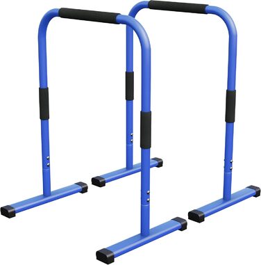 Паралети GORILLA SPORTS® для віджимань і діпів, 2 шт, сталь, 68x45x94 см, до 200 кг, нековзкі, сині – станція для діпів, бруси для каллістеніки