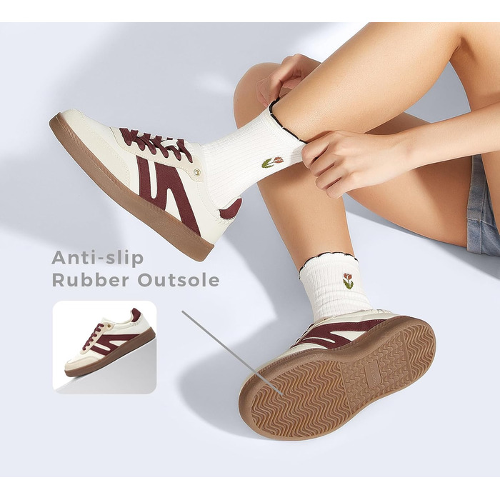 Жіночі ретро-кросівки LUCKY STEP зі шкіри для тенісу та скейтбордингу, бежево-червоні (36 EU)