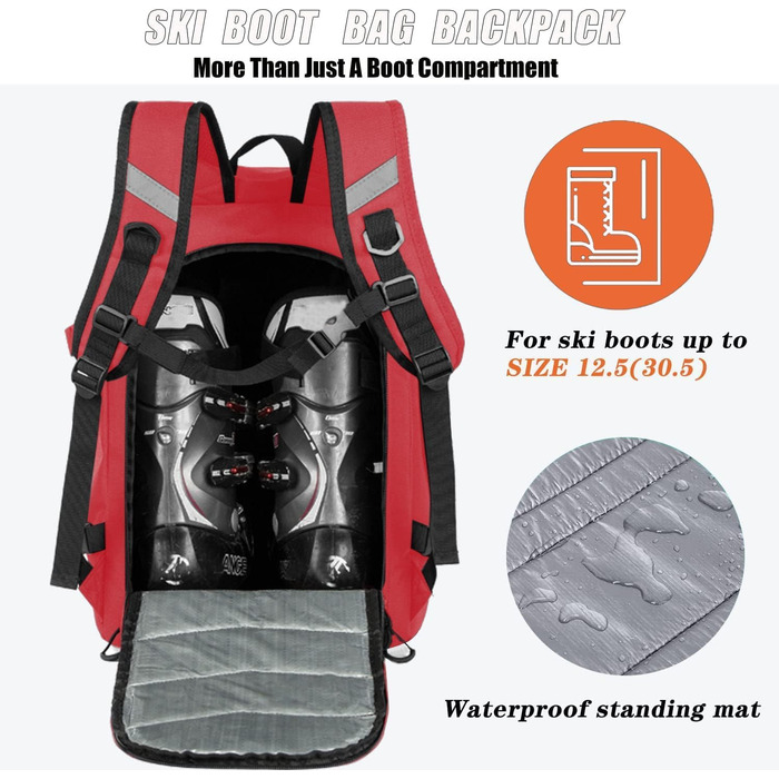 Чохол для лиж KEOFID: універсальний рюкзак-сумка для лиж та сноуборду (50л, червоний)