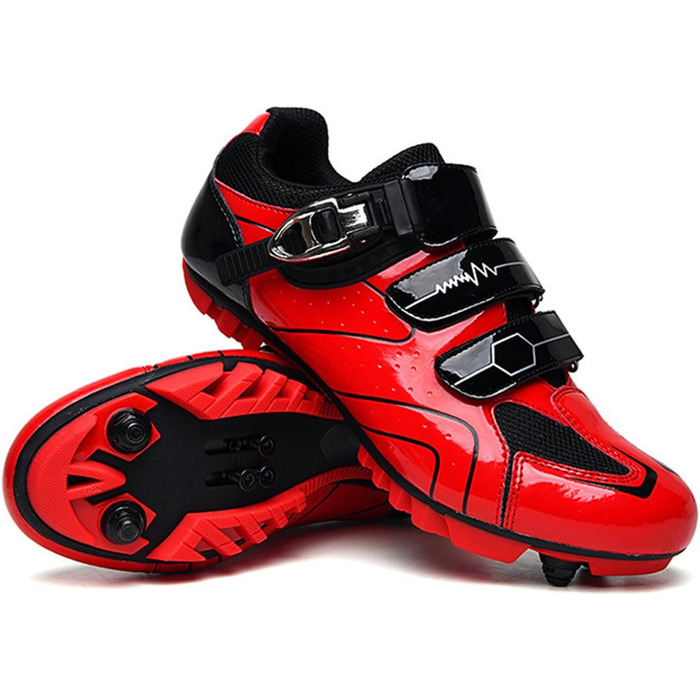 Велосипедні черевики для жінок та чоловіків, MTB, крос-кантрі, кросівки, дихаючі, для катання на велосипеді, спінінг, червоні (39 EU)