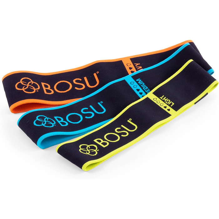 Еластичні стрічки Bosu для фітнесу (3 шт.), різнокольорові