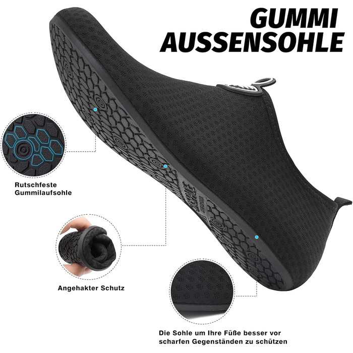 Чоботи для плавання та водних видів спорту Luedka, унісекс, чорні, розмір 34-48