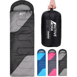 Сплячий мішок Active Era Premium Mumienschlafsack 250 GSM, зимовий та літній, 0°C - 15°C, для кемпінгу, фестивалів, подорожей, водонепроникний, ультралегкий, компактний, чорний