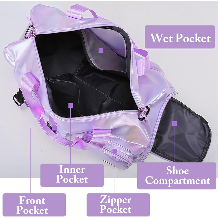 Спортивна сумка для фітнесу та подорожей для жінок і чоловіків з відділенням для взуття та вологих речей, універсальна сумка для залу та плавання + набір наклейок-літер Chenille (26 шт, сині)