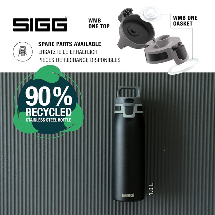 SIGG пляшка для напоїв з нержавіючої сталі Shield ONE 0,75 л, легка, без BPA, для газованих напоїв, чорна, герметична