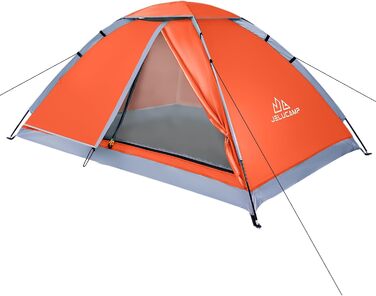 Купол-намет JELUCAMP для кемпінгу на 1/2/4/5/6 осіб, легкий, водонепроникний, для туризму та відпочинку на природі, оранжевий/червоний (Sunset Chevron)