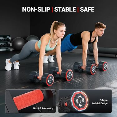 Набір гантелей Yoleo регульовані, 4 в 1 для дому, 4-10 кг, з м'яким гумовим покриттям, для тренувань всього тіла