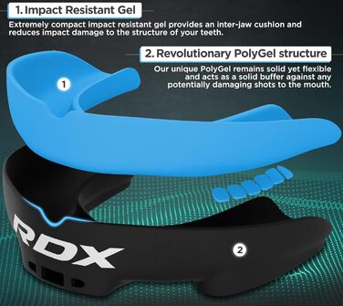 Капа для захисту зубів RDX для бойових видів спорту, MMA, кікбоксингу, хокею, футболу, муай-тай, регбі. Зручна коробка для зберігання. Для дорослих та дітей (від 12 років).