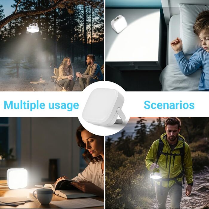 LED кемпінговий ліхтар 4000LM, 2 шт. - перезаряджається, сонячний, водонепроникний, з карабіном, 4 режими, для кемпінгу, читання, туризму, надзвичайних ситуацій