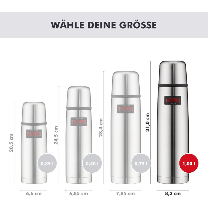 Термос Thermos Light & Compact з нержавіючої сталі, 1.0 л, для гарячих напоїв (до 24 год)