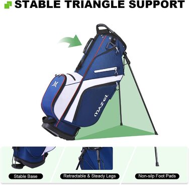 Гольф-сумка MAZEL з 6-ма перегородками, 7 водонепроникними кишенями, великим об'ємом, водонепроникним матеріалом та посиленим підпоясним ременем, легка, синього кольору