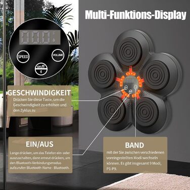 Електронна боксерська груша для стіни з Bluetooth і музикою, для дорослих і дітей