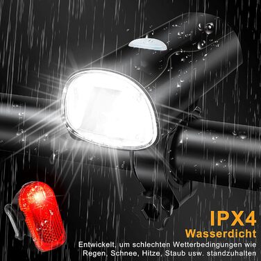 LED-велофара з заднім ліхтарем, комплект, водонепроникний, USB-зарядка, для дітей та дорослих