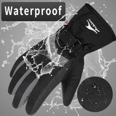 Зимові гірськолижні рукавички Achiou з ізоляцією 3M Thinsulate, водонепроникні, з сенсорною панеллю для чоловіків та жінок, сірі, розмір XL