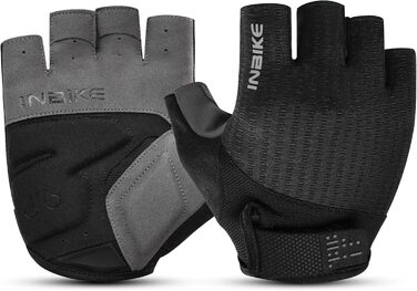 Велосипедні рукавички Inbike для чоловіків, літні, напівпальцеві, чорні, розмір L