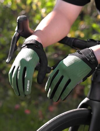 Велосипедні рукавички INBIKE для чоловіків, зелені, L - 2 пальці, сенсорний екран, зносостійкі, дихаючі