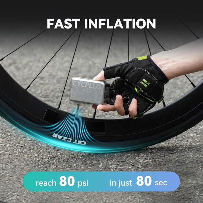 Електрична велосипедна міні-насос CYCPLUS Tiny E-Pump, портативна акумуляторна помпа 100PSI з зарядкою Type-C, без манометра, лауреат EUROBIKE Award 2023