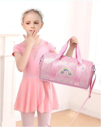 Дитяча танцювальна сумка Jumpopack з блискітками, райдужна, для балету, плавання, через плече