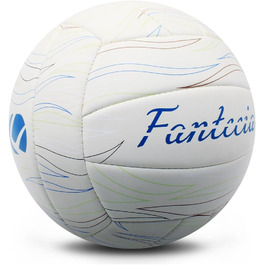 Волейбольний м'яч Fantecia, розмір 5, шкіряний Soft-Touch, білий, з насосом, для гри в приміщенні, на вулиці, в басейні, на пляжі та в саду