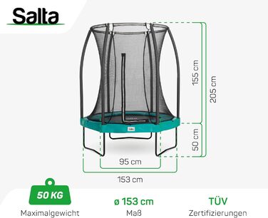 Трамплін Salta Comfort Edition 153 см - прямокутний, TÜV сертифікований, для саду та вулиці (зелений)