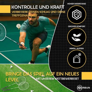 Набір для бадмінтону на 4 гравці з сіткою | Професійні ракетки + 3-и пір'яні м'ячі + сумка для перенесення | Міцний металевий каркас | Сітка 5,1 м | Сімейний набір для гри в приміщенні та на вулиці