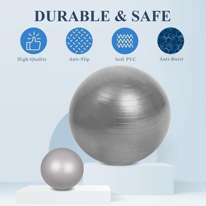 Фітбол Flintronic 55/65 см з насосом, для йоги, фітнесу, вагітності, анти-burst, товстий