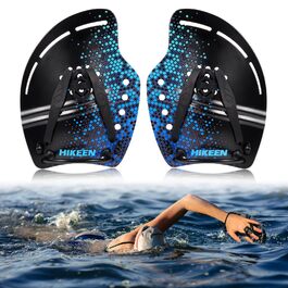 Плавці для плавання Profi, вигнуті, з гідродинамічним дизайном та регульованими силіконовими ремінцями для ефективних вправ на верхню частину тіла, блакитні