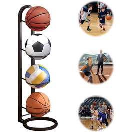Стовпчик для м'ячів на 4 яруси, вертикальна підставка для зберігання м'ячів, стелаж для футбольних м'ячів, знімна металева підставка для демонстрації, полиця для зберігання м'ячів, для волейболу, баскетболу, футболу