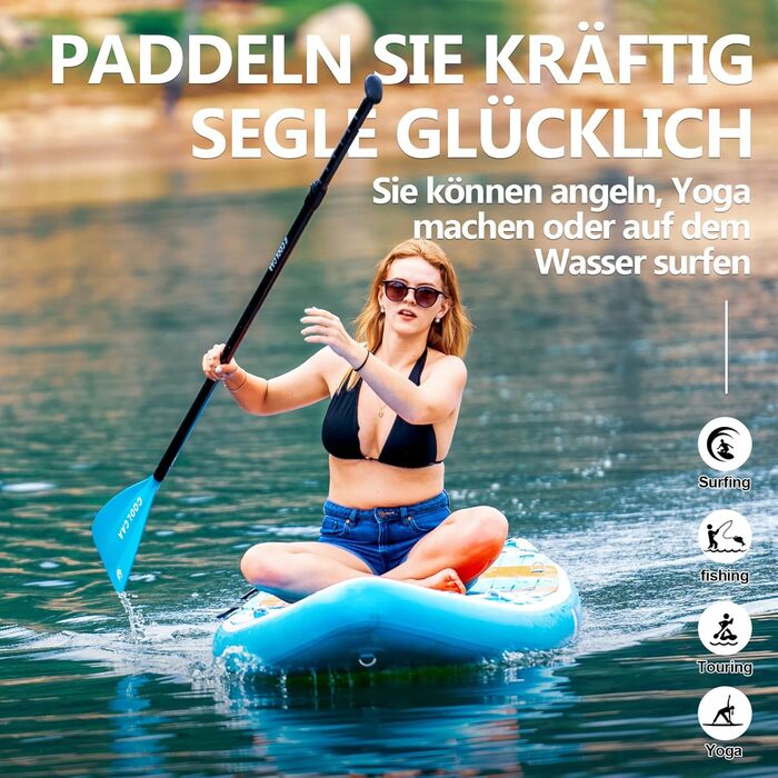 Надувна SUP-дошка COOLCAA 354x86x15 см з аксесуарами, вантажопідйомність до 210 кг, для дорослих і підлітків, преміум-якість