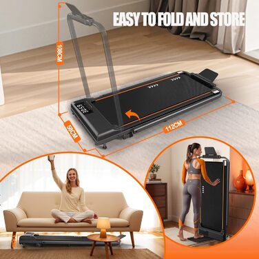 Бігова доріжка для дому Walking Pad, 2.25/2.5HP мотор, навантаження до 120 кг, швидкість 1-12 км/год, з нахилом, 7-шарове покриття, не потребує встановлення