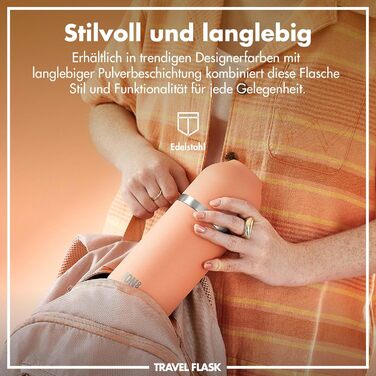 ION8 вакуумна термобутилка ThermoShield для гарячих і холодних напоїв, велика ізольована пляшка 2 чашки, магнітна кришка, м'яке дно, стильна та екологічна, коралова